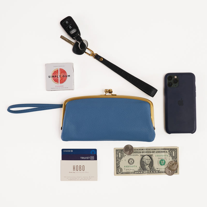 Cora Large Frame Wallet in Pebbled Leather - Taupe