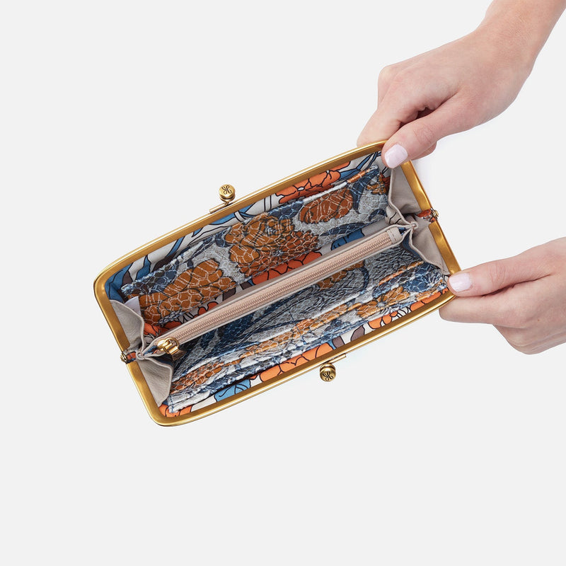 Cora Large Frame Wallet in Pebbled Leather - Taupe