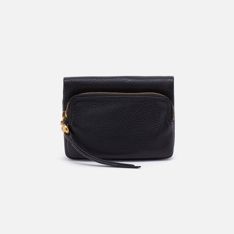 Fern Bifold Wallet in Pebbled Leather - Black
