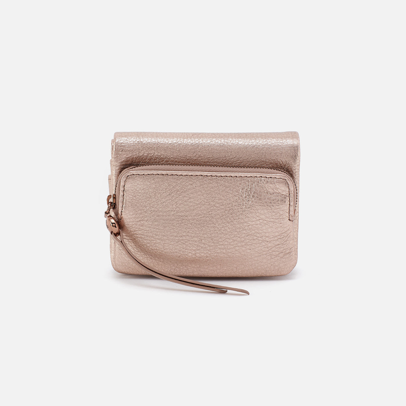 Fern Bifold Wallet In Metallic Leather - Pink Gold Metallic