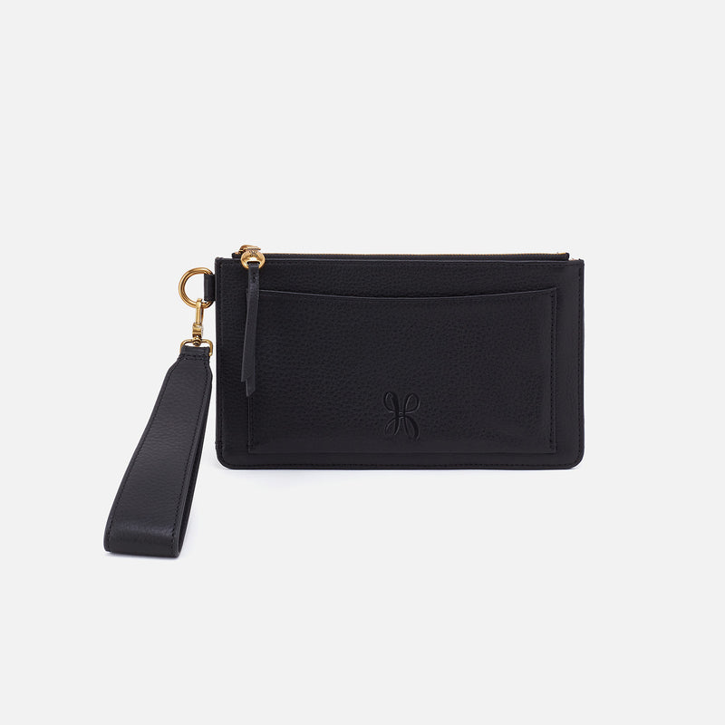 Hart Wristlet In Pebbled Leather Black – HOBO