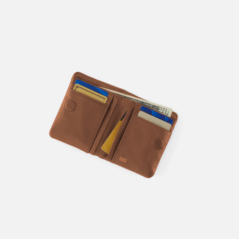 Lumen Mini Wallet In Pebbled Leather - Timber Brown