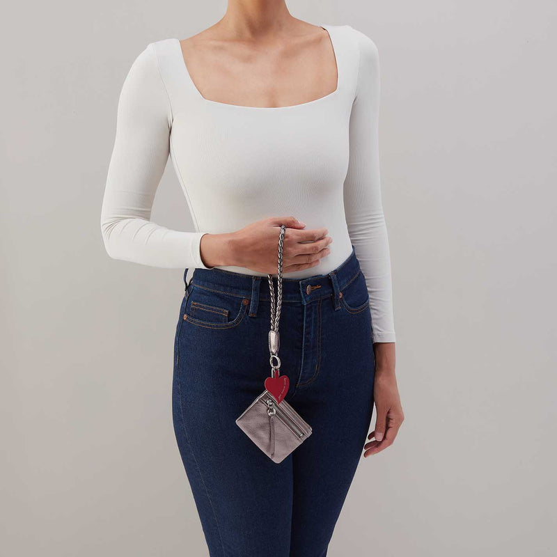 Lasso Phone Wristlet in Metallic Leather - Pewter Spur