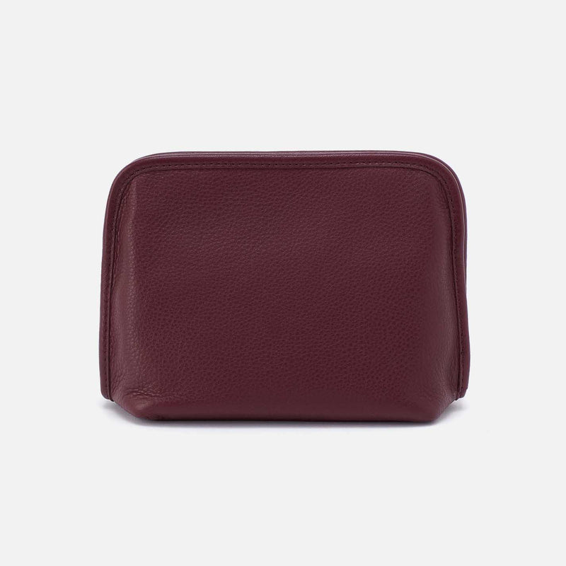 Beauty Cosmetic Pouch in Pebbled Leather - Mulberry Glaze