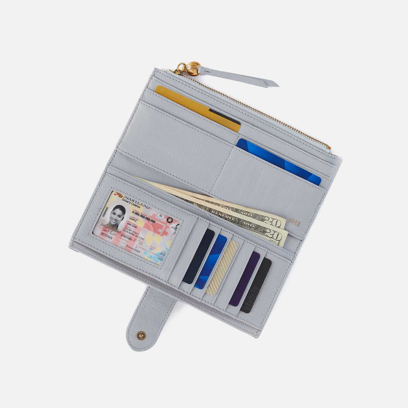 Dunn Continental Wallet in Pebbled Leather - Indigo Cloud