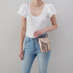 Fern Crossbody In Metallic Leather - Cameo Quartz