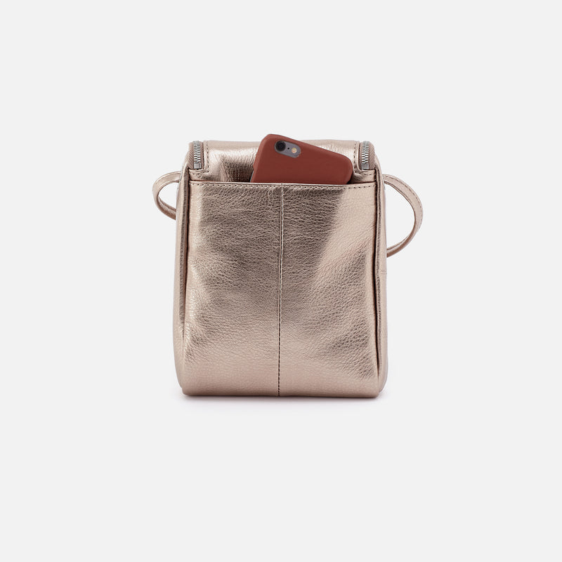 Fern Crossbody In Metallic Leather - Cameo Quartz