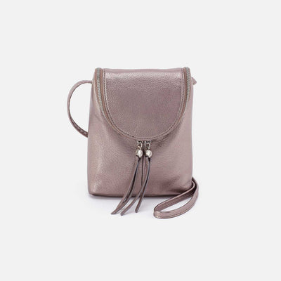 Fern Crossbody in Metallic Leather - Pewter Spur
