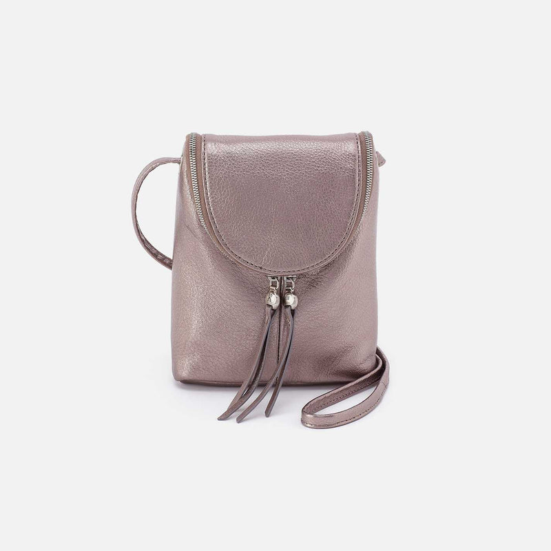 Fern Crossbody in Metallic Leather - Pewter Spur