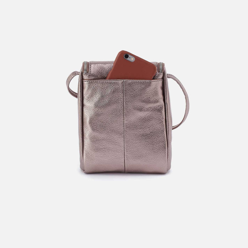 Fern Crossbody in Metallic Leather - Pewter Spur