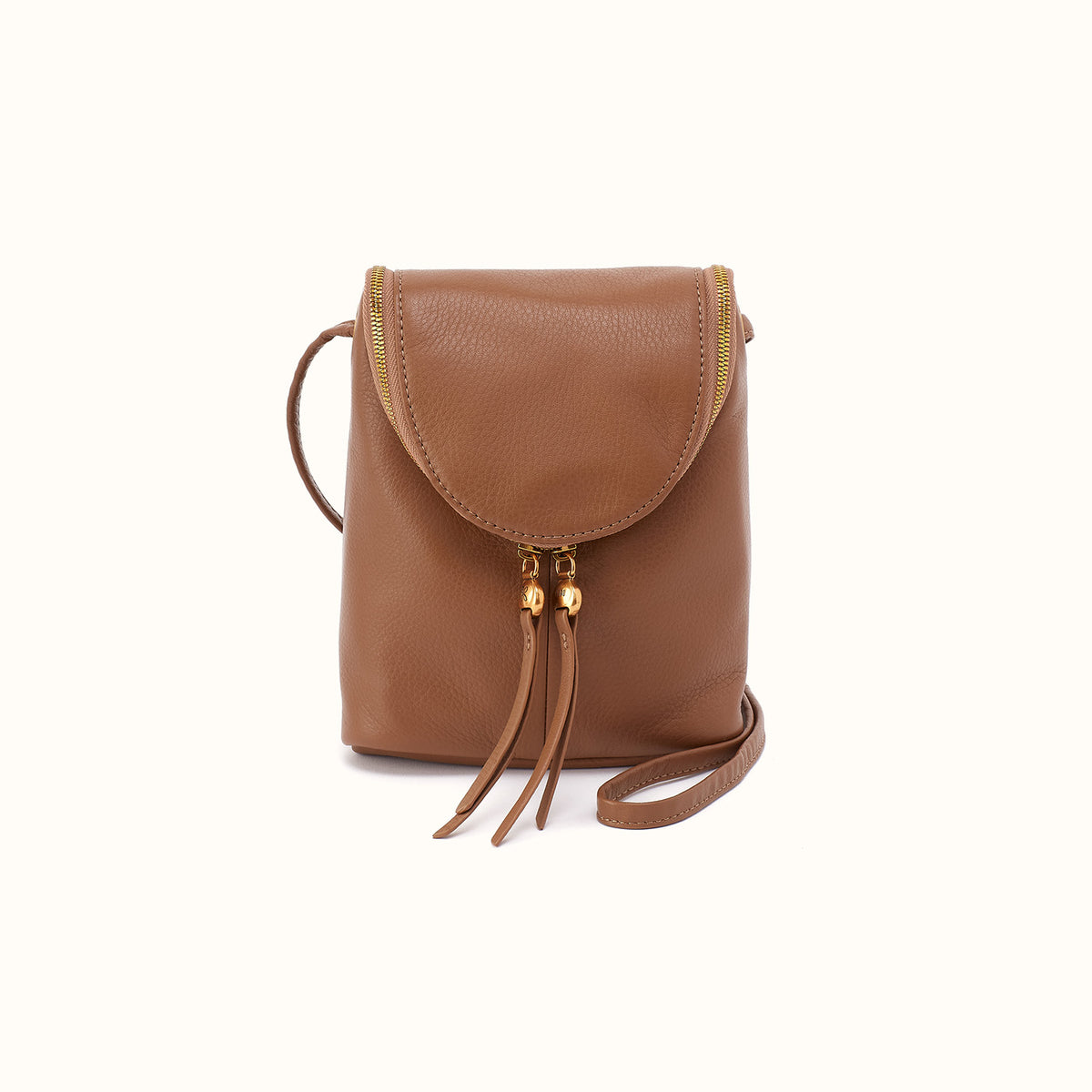 Fern Crossbody in Pebbled Leather - Timber Brown