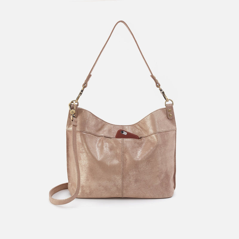 Pier Shoulder Bag in Soft Metallic Leather - Gilded Beige