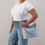 Pier Shoulder Bag In Pebbled Leather - Indigo Cloud