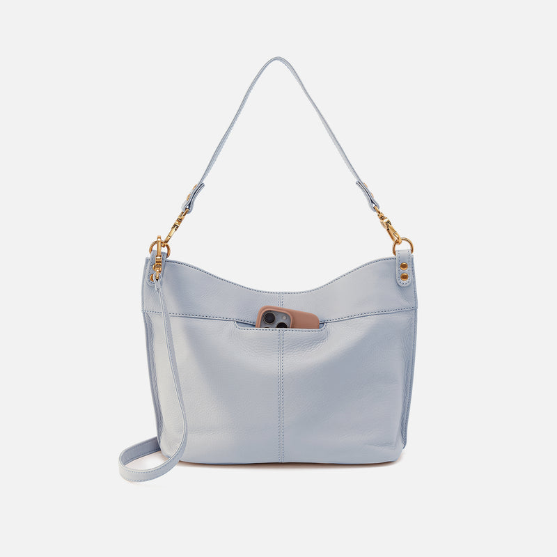 Pier Shoulder Bag In Pebbled Leather - Indigo Cloud
