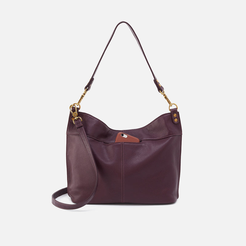 Pier Shoulder Bag in Pebbled Leather - Ruby Wine