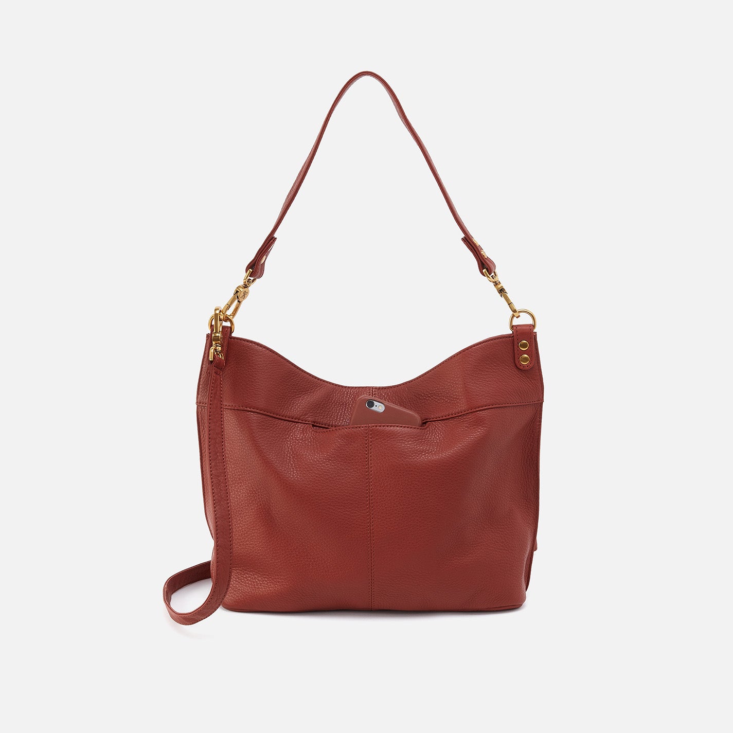 Pier Shoulder Bag In Pebbled Leather Rust HOBO