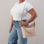 Pier Shoulder Bag In Pebbled Leather - Stonewash