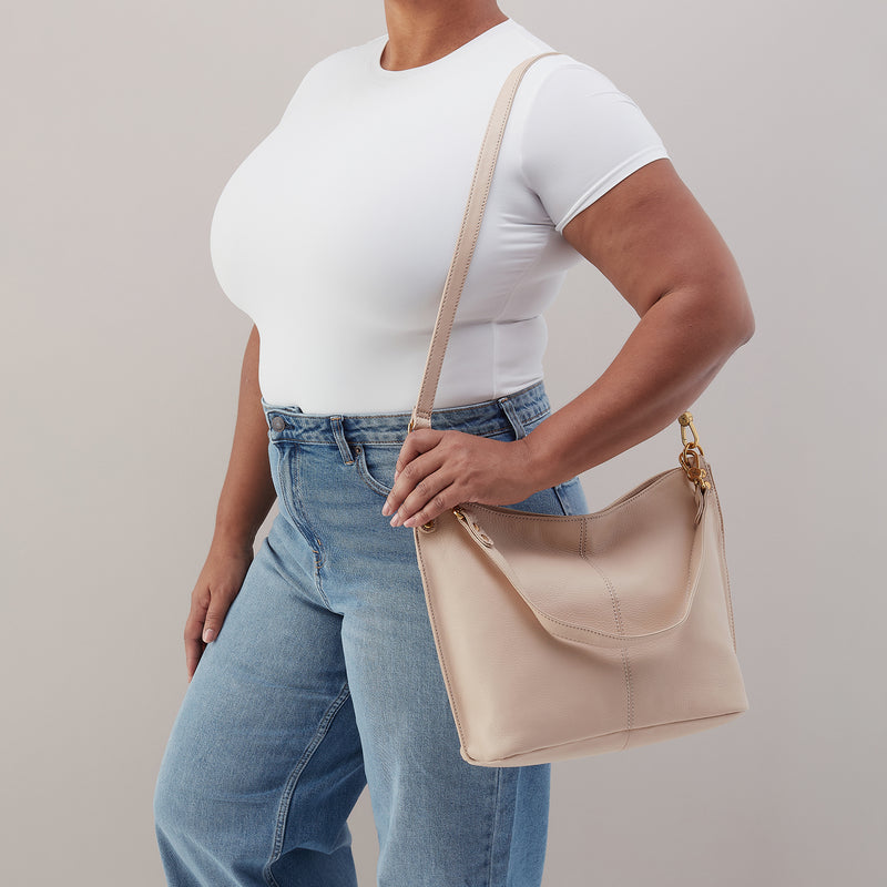 Pier Shoulder Bag In Pebbled Leather - Stonewash