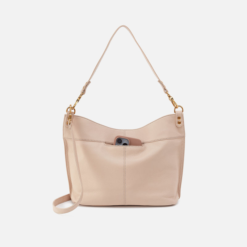 Pier Shoulder Bag In Pebbled Leather - Stonewash