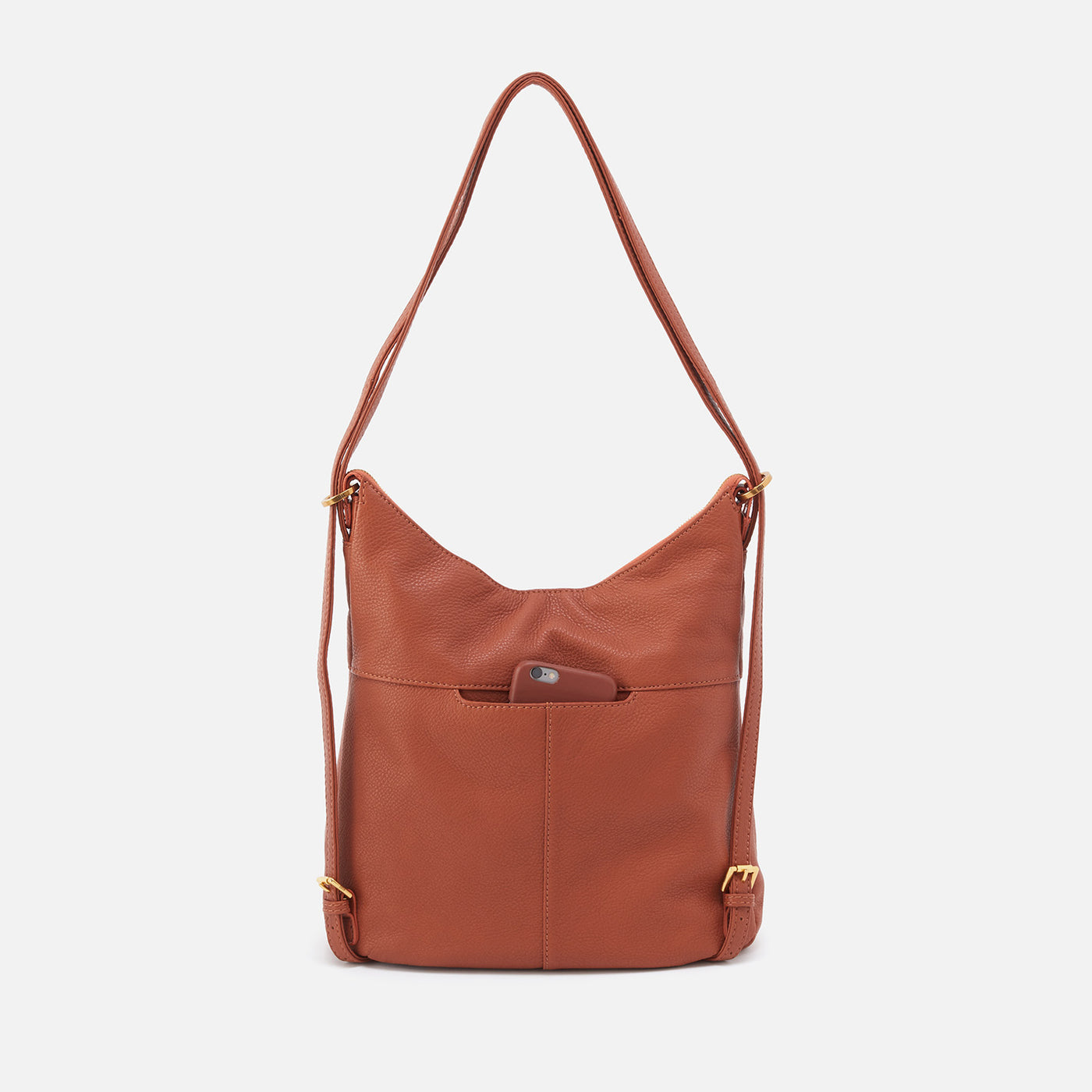 CONVERTIBLE Backpack Cognac Brown Shoulder Bag Leather 