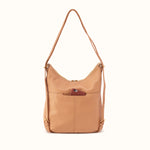 Merrin Convertible Backpack in Pebbled Leather - Sandstorm