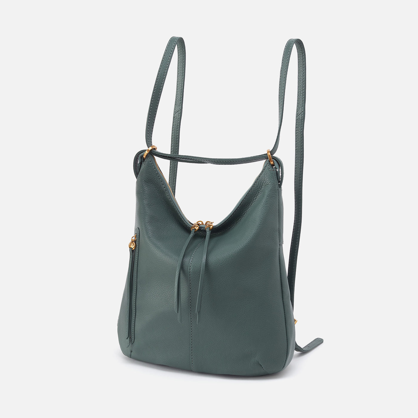 Merrin Convertible Backpack in Pebbled Leather - Sage Leaf