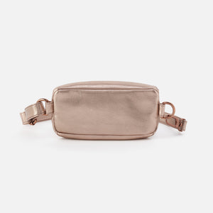 Fern Belt Bag In Metallic Leather - Pink Gold Metallic