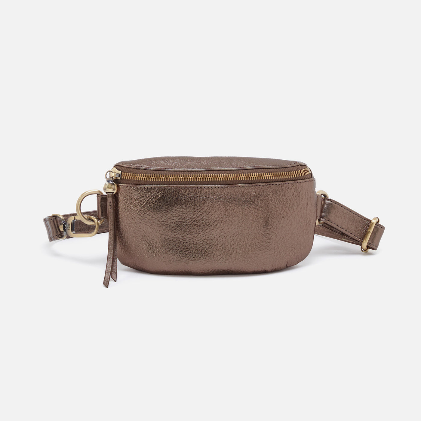 Fern Belt Bag in Pebbled Metallic Leather - Pewter