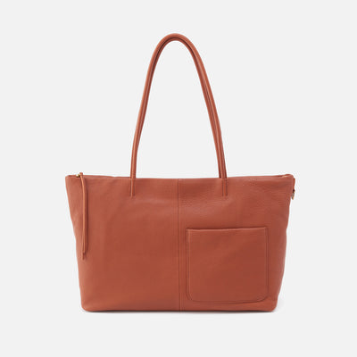 Tripp East-West Tote in Pebbled Leather - Cognac