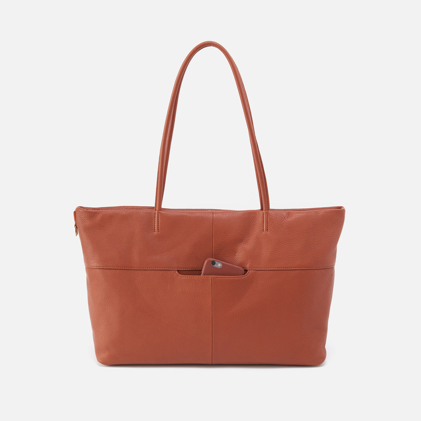 Tripp East-West Tote in Pebbled Leather - Cognac