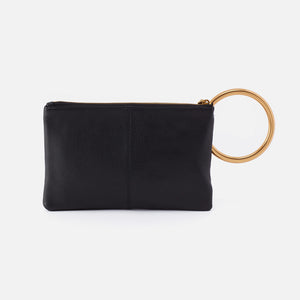 Sheila Ring Clutch In Pebbled Leather - Black