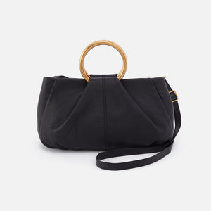 Sheila Hard Ring Satchel in Pebbled Leather - Black