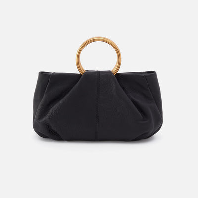 Sheila Hard Ring Satchel in Pebbled Leather - Black