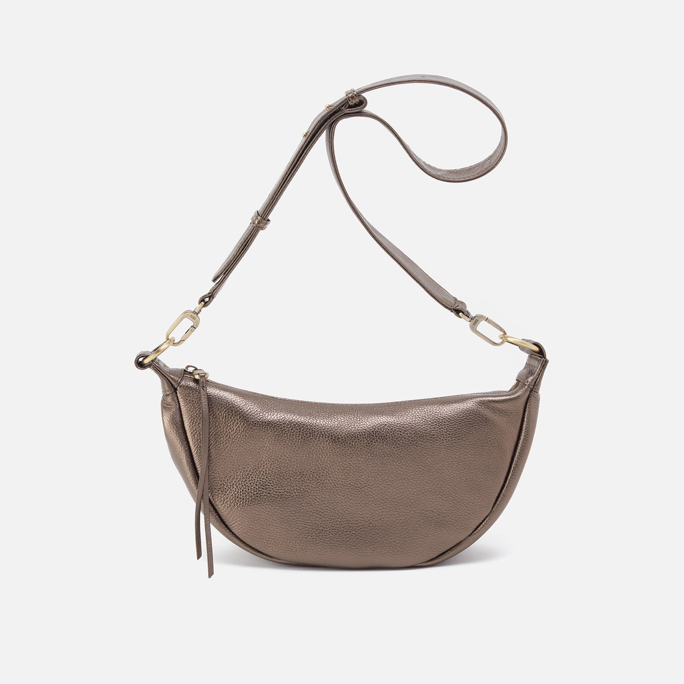 Knox Sling in Pebbled Metallic Leather - Pewter