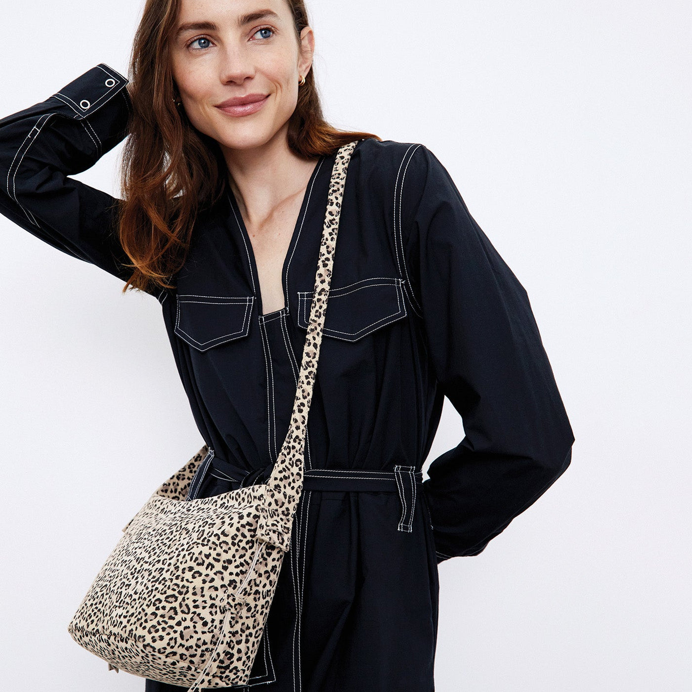 Bonita Crossbody in Printed Leather - Mini Leopard