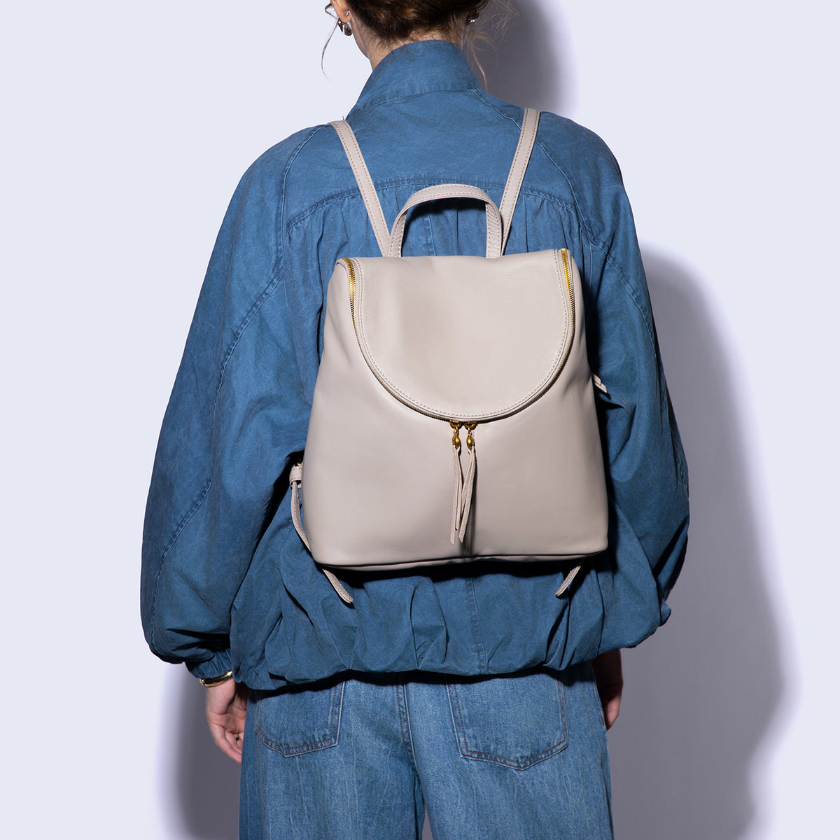 Fern Backpack in Pebbled Leather - Taupe