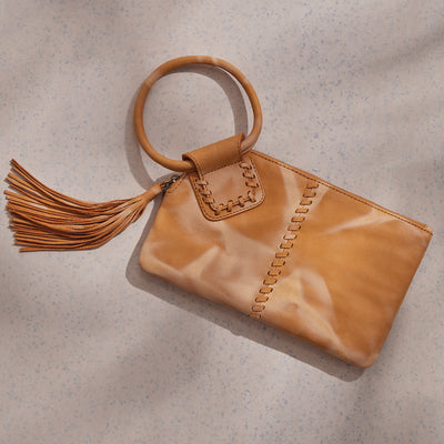 Sable Clutch In Soft Shibori Leather - Saffron
