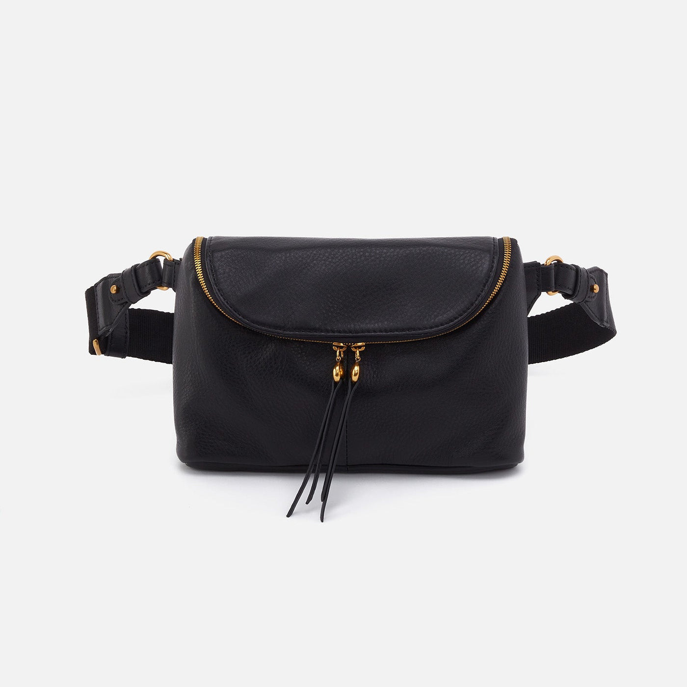 Fern Large Belt Bag in Pebbled Leather - Black