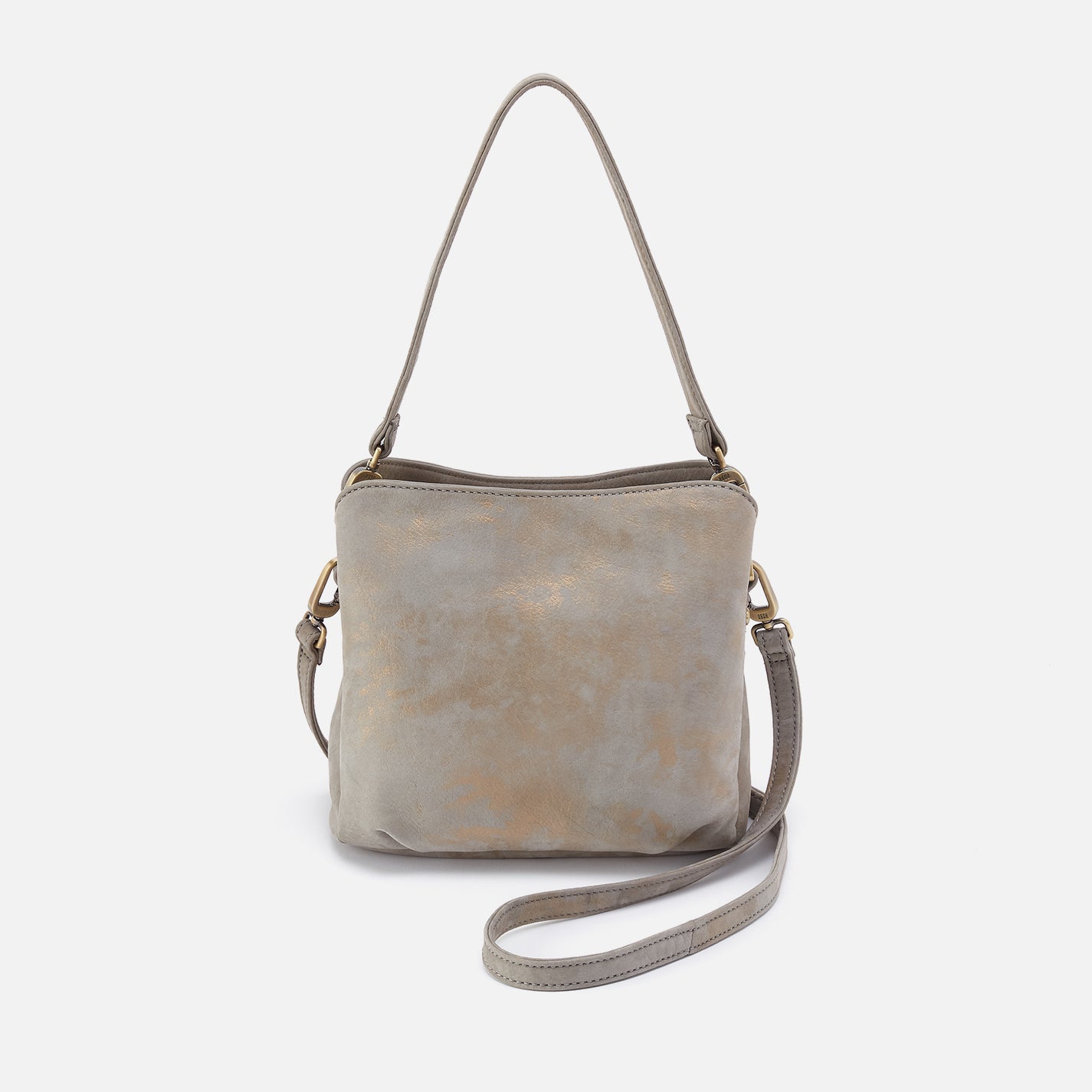 Starr Convertible Shoulder Bag in Nubuck Leather - Golden Granite