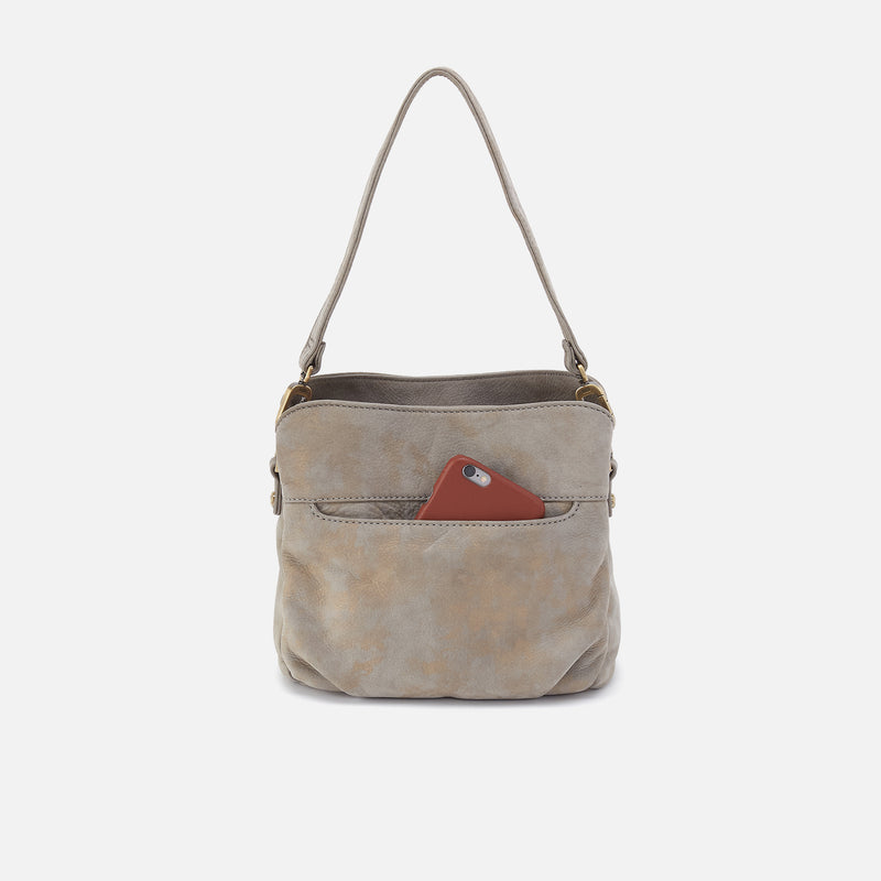 Starr Convertible Shoulder Bag in Nubuck Leather - Golden Granite