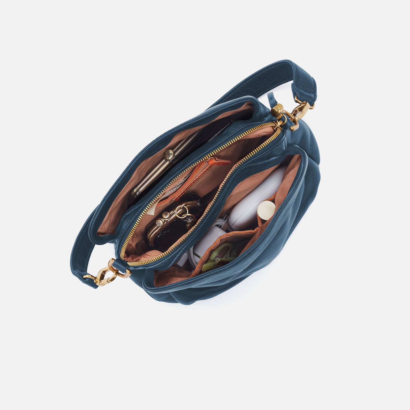 Starr Convertible Shoulder Bag in Pebbled Leather - Peacock