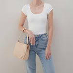 Starr Convertible Shoulder Bag In Pebbled Leather - Stonewash