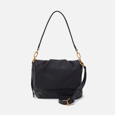 Harley Convertible Shoulder Bag in Pebbled Leather - Black