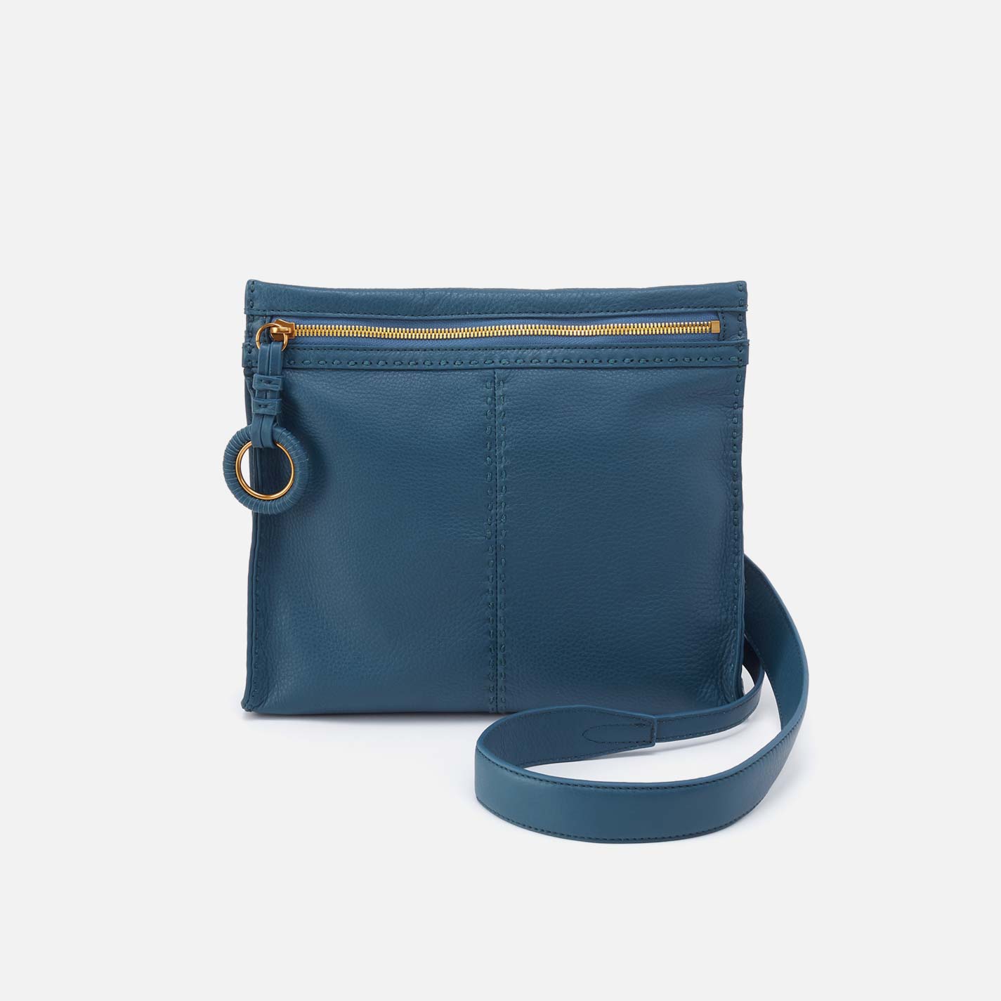 Austin Medium Crossbody in Pebbled Leather - Peacock Feather