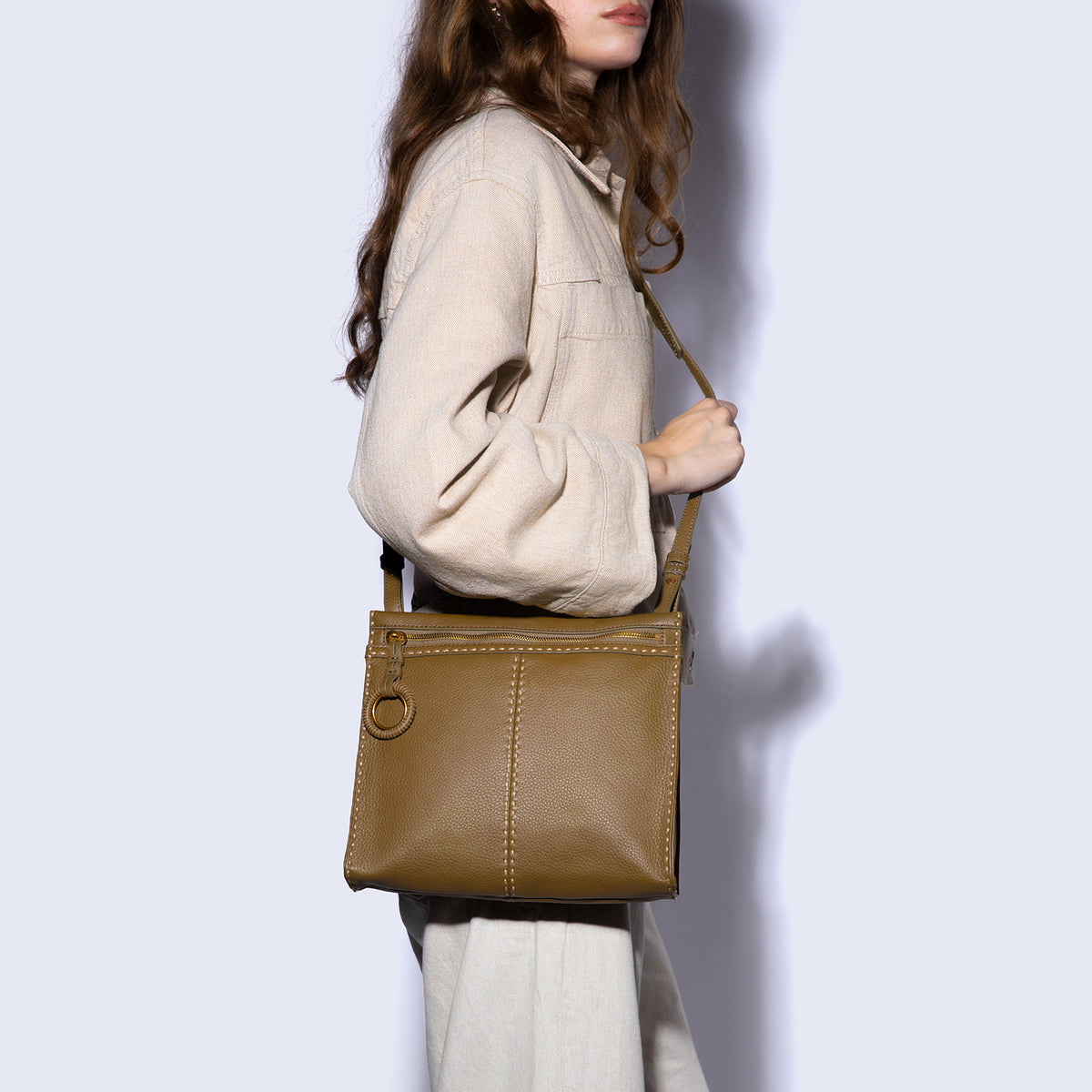 Austin Medium Crossbody In Pebbled Leather - Sunlit Sage