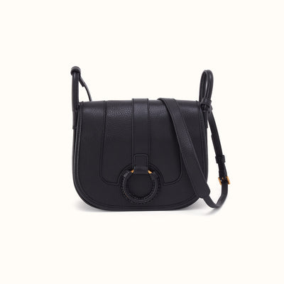 Kiva Large Crossbody in Pebbled Leather - Black