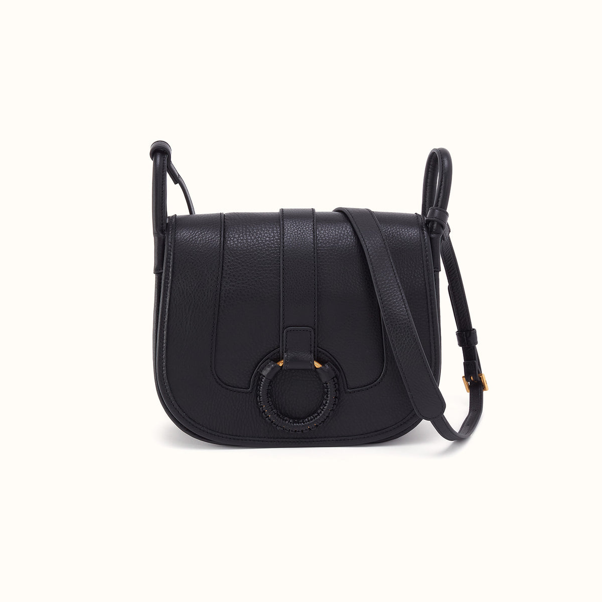 Kiva Large Crossbody in Pebbled Leather - Black- FOL