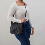 Kiva Large Crossbody in Pebbled Leather - Black