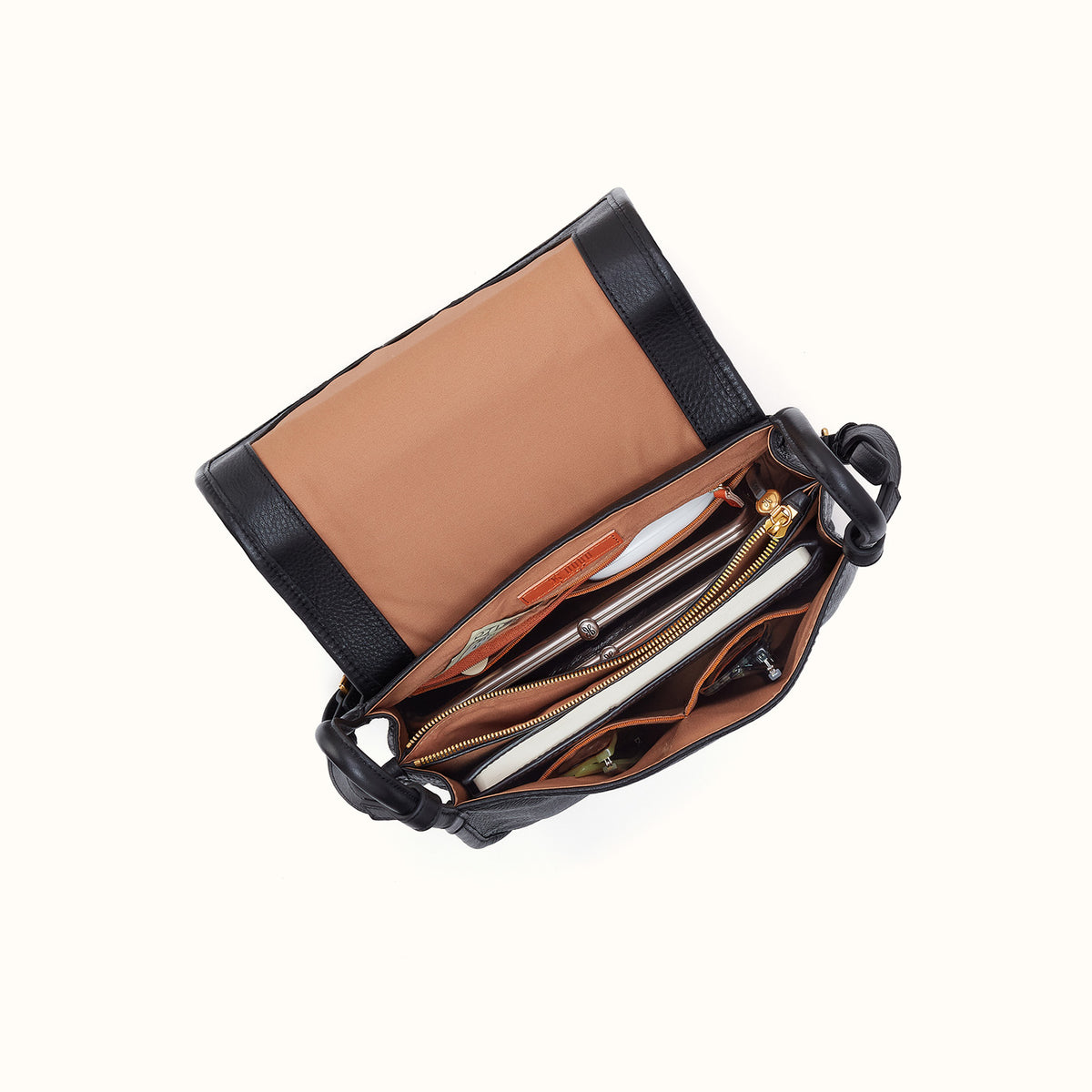 Kiva Large Crossbody in Pebbled Leather - Black