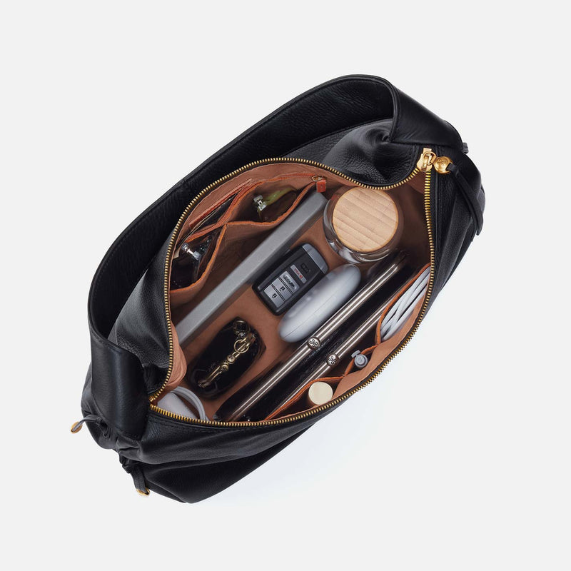 Kori Hobo in Pebbled Leather - Black